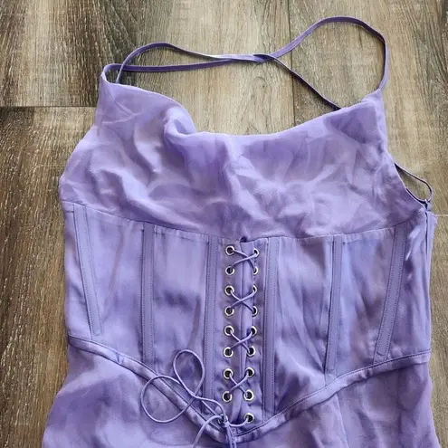 Retrofête Retrofete Larissa Dress in Dusty Lilac Purple Large Silk NWT Corset Semi Sheer