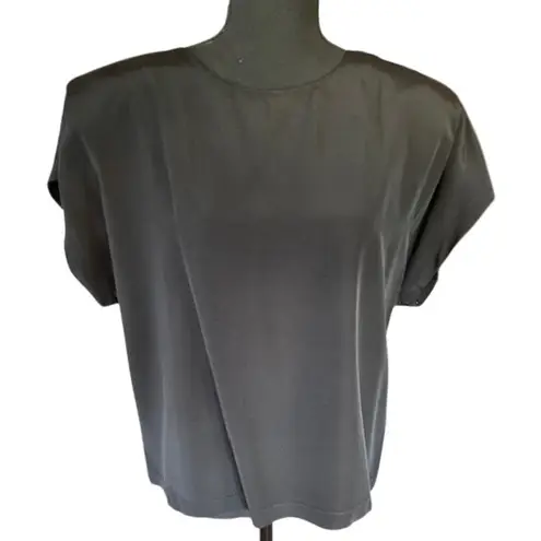 L. Bates Collection Black Acetate Rayon Blouse – Size Large (Made in USA)