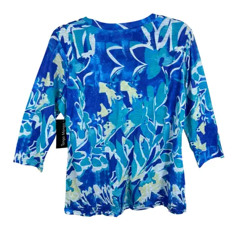 Tango Mango NWT Floral Blue Blouse Medium