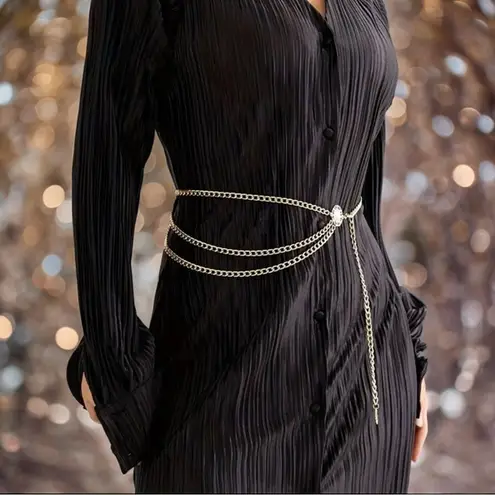 Golden Plated Tassel Belt Chain Elegant Alloy‎ Accessory Versatile Style Gold