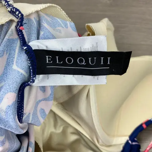 Eloquii Blue&Pink Flamingo Print One Piece Swimsuit Sz.14W