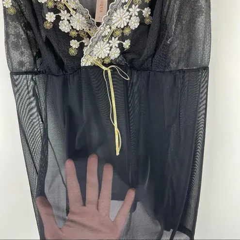 Cacique Lane Bryant Sexy Lingerie Mesh Top White Gold Floral Lace Sz 18/20