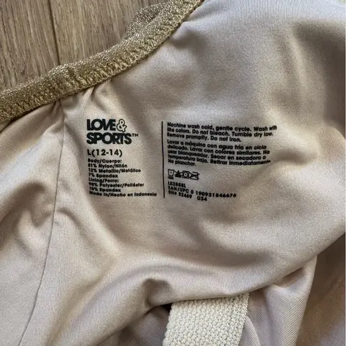 Love & Sports Women’s Metallic Scoop Back Tank One