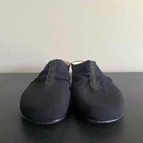 Taryn Rose Slip On Mules Shoes EU 38 US 7.5 Wedge Heels Black Leather Italy