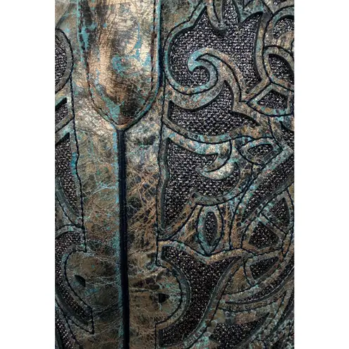 Women’s J.B. Dillon Reserve Distressed Turquoise Patina Western Boots – Size 11B Brown