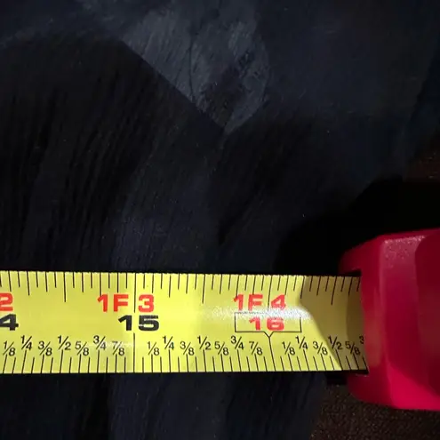 Buttons Just In Time Black Sheer Blouse With Ballon Short Sleeves With Jewel  SZ