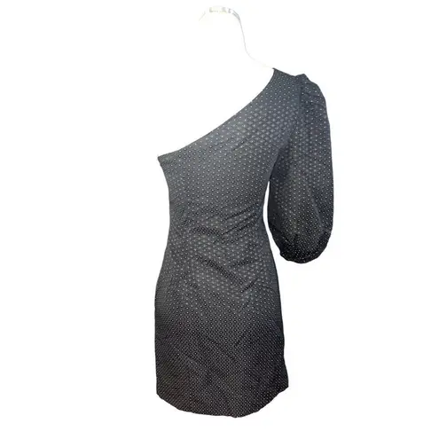 H:ours Elsa Dress in Black & White Small New Womens One Shoulder Cocktail