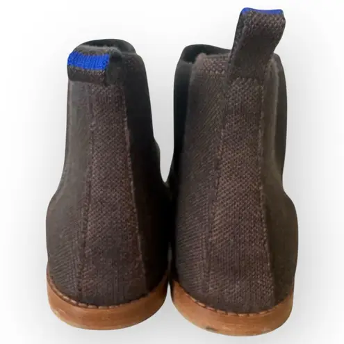 Rothy's Dark Brown Knitted Pull Tab Rounded Toe Chelsea Ankle Boots