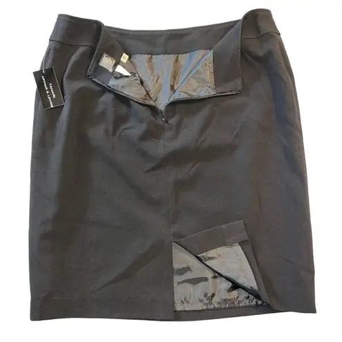 Tahari ASL Womens Straight Pencil Skirt Knee Length Black Lined Slit Size 12