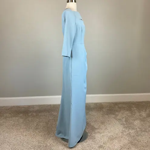 Adrianna Papell Women's Formal Dress Size 6 Blue Long Sleeve Cutout Evening Gown