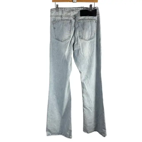 The MANNEI Low Rise Distressed Frayed Wide Leg Jeans
FR 40 Button Fly Blue Size 28