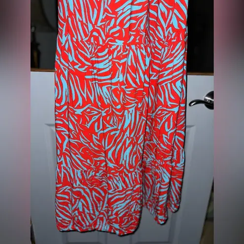 Japna Blue and Red Tiger-Like Print Dress