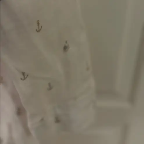 For Cynthia BEACHWEAR Linen Novelty sailboat anchor Print Coverup Tunic size S