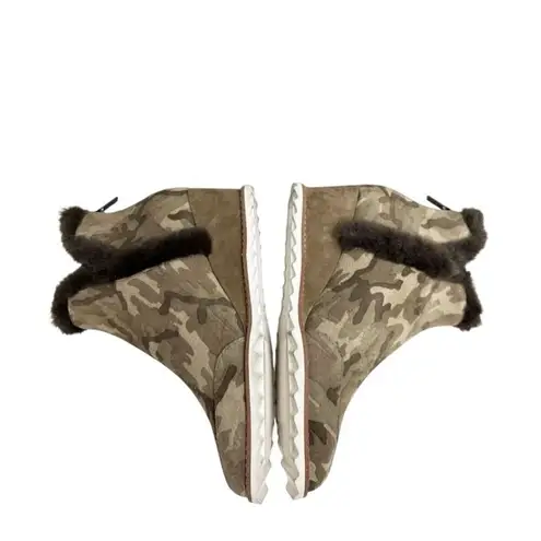 Pelle Moda Boots Size 6.5 Erin Faux Fur Trim Wedge Camouflage Zip Booties Green