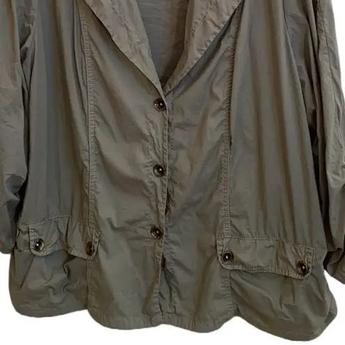 XCVI π« Lightweight Ruched Cotton Utility Jacket/Blazer Light Olive Green 2X
