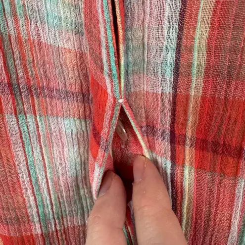 Soft Surroundings Plaid Button Down Shirt Small Boho Cottagecore Fall Western