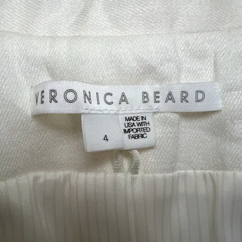 Veronica Beard Off White Single Breasted Front Dickey Jacket Size 4 Linen Blend - Image 4