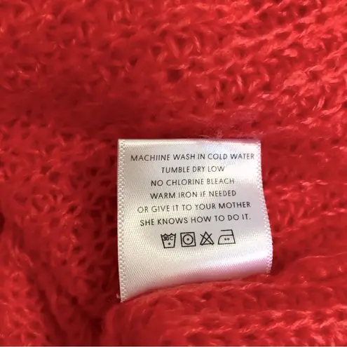 Project Nadaam Project Naadam Bell Sleeve Sweater Coral Fuzzy Bow Ties Neon Orange Pink Soft M