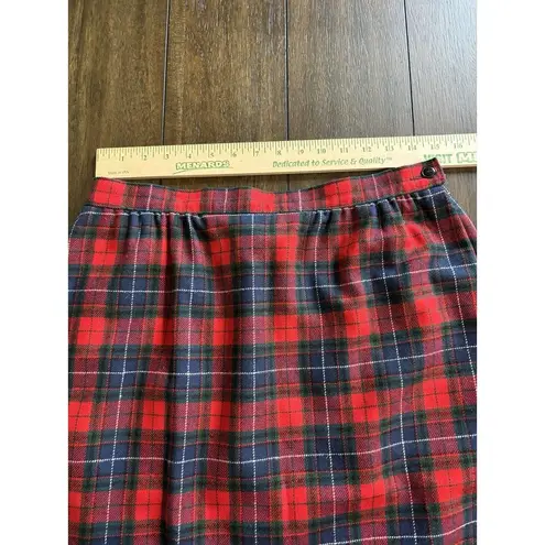 Pendleton  Women's 100% Virgin Wool Tartan Red Plaid Midi Skirt Size 14 Petite