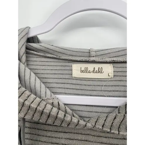 Bella Dahl Striped Hoodie Split Back Gray White Size L
