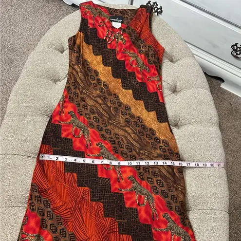 Y2K Safari Print Maxi Dress Red Size 4P