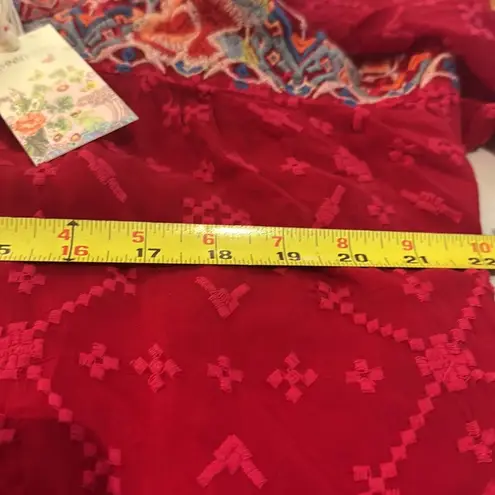 Johnny Was Gina tie neck heavily embroidered blouse NWT RARE