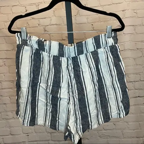 Riley & James Striped Linen Blend Pull On Shorts Size Extra Large