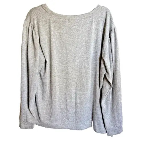 One World Womens Top XL Gray Beaded Bling Candy Canes Bow Holiday Blouse