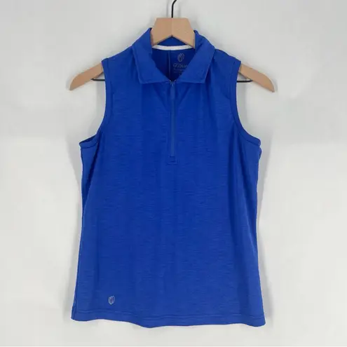 GGBlue Elina Sleeveless Golf Polo Cobalt Blue Zip Neck Stretch Lightweight S
