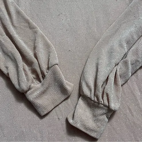 Perfect peach sparkly long sleeve business casual shirt S Pink