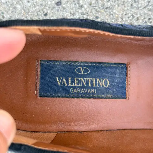 Valentino Garavani Valentino Rockstud Camu butterfly embroidered smoking slippers loafers flats 37