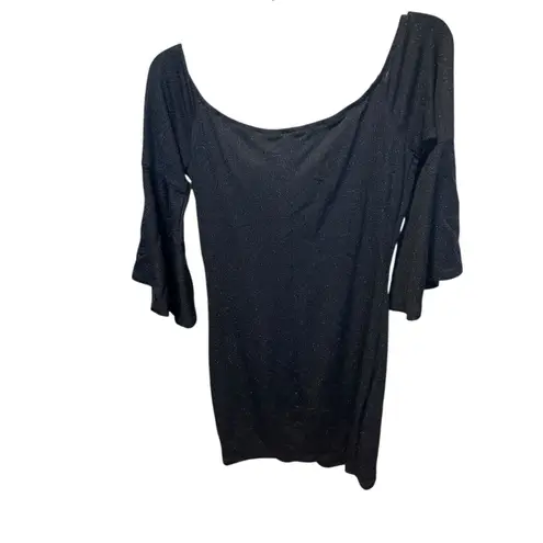 BCX  Black Bell Sleeved Stretch Shimmer Dress Size XL Holiday new Years