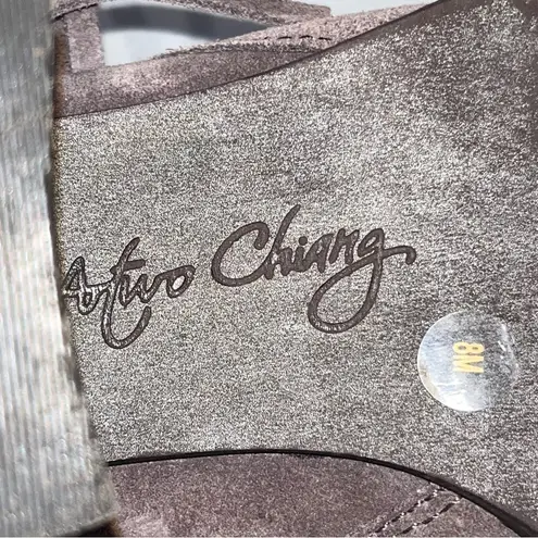 Arturo Chiang Reiden Gray Suede Fringe Booties