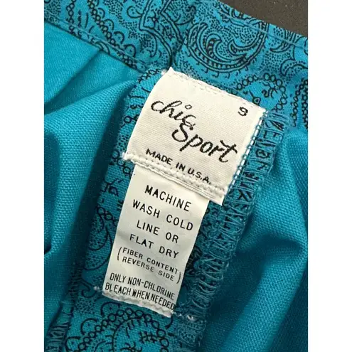 Vintage Blue Chic Sport  Paisley Print Pleated Front Pants Women's Size 9 NWT