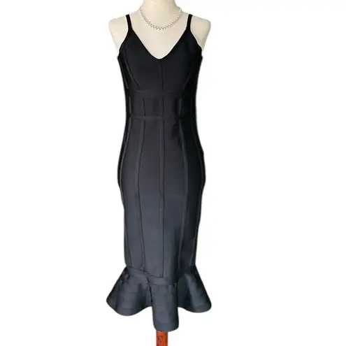 Maketina Women's Mermaid Spaghetti Strap Bodycon Midi Cocktail Bandage Dress Black Size M