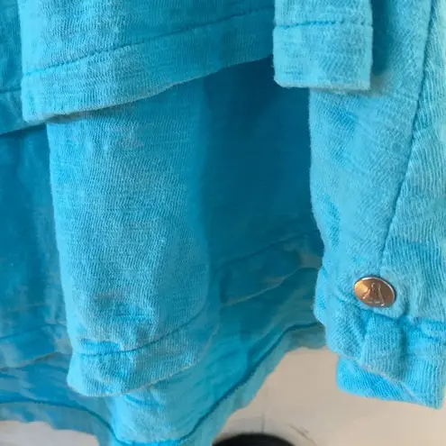 Neon Buddha Blue Layered Cotton Dress Sleeveless Comfort Pool Beach Size XS