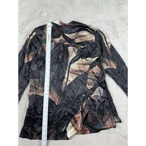 ALLSAINTS Toni Iris Silk Shirt UK 14 US 10 EU 42 Long Sleeve Abstract Print Art