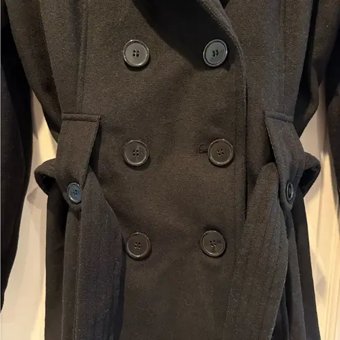 JOUJOU Double Breasted Long Sleeve Winter Pea Coat Jacket Size XL Black