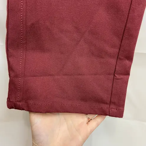 Isaac Mizrahi NEW women's deep red stretch zip pocket pants business casual 14