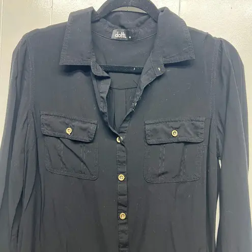 Dotti Womens Top Size 10 Button Front Career Academia Business Casual Workwear Black