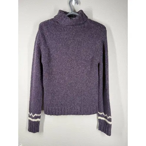 Vtg Y2k Kenzie Womens Purple Fair Isle Sweater Sz M Nordic Reindeer Turtle Neck Size M