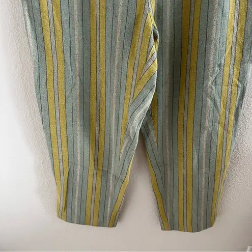 Soft Surroundings  Womens Caldera Striped Linen Blend Cropped Pants Boho 12