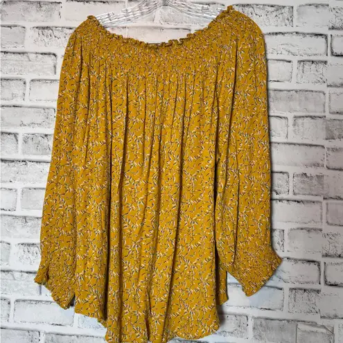 MELLODAY Yellow Ruffled 3/4 Sleeve Blouse