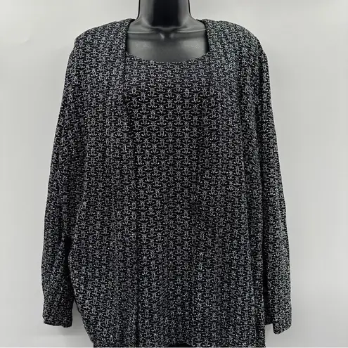 Alex Evenings Black & Silver Glitter Sleeveless Dress & Matching Cardigan Sz 22W
