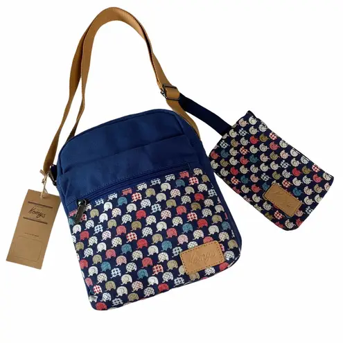 new Kemy’s ☀︎︎ Crossbody Purse Handbag Bag ☀︎︎ Elephant Print ☀︎ Navy Blue ☀︎
