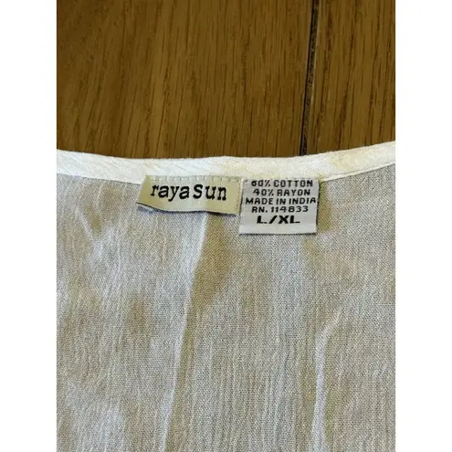 Raya Sun Womens Tunic Top Embroidered Size L/XL Beach Travel Vacation Resortwear