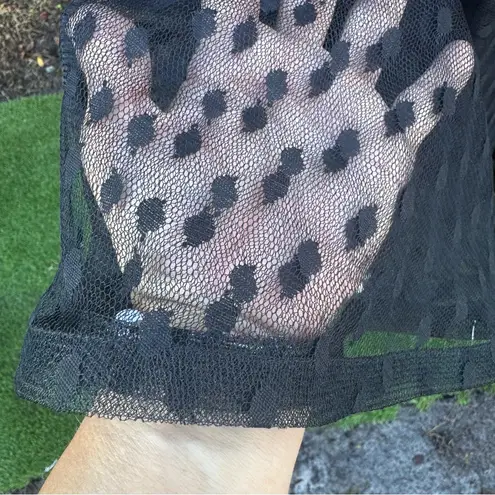 Bill Blass Vintage 1990s Evening Black Cocktail Dress Polka Dot Skirt Size 8