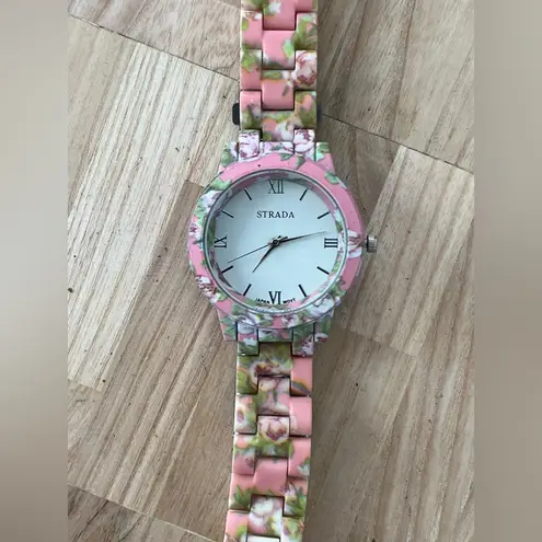 Fashion Watch Strada Brand Floral Patten Bracelet Case Pink