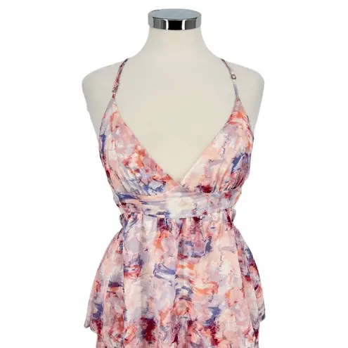 Fanco Cutout Tiered Sleeveless Maxi Dress Multicolor Pink Purple Size Medium NWT