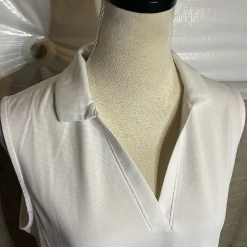 PGA Tour Women White V-Neck Collared AirFlux Golf Sleeveless Polo Size XL